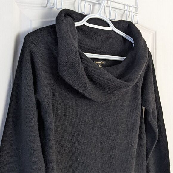 MASSIMO dutti wool cashmere blend cowl neck black knit sweater dress Small @M - Picture 5 of 9